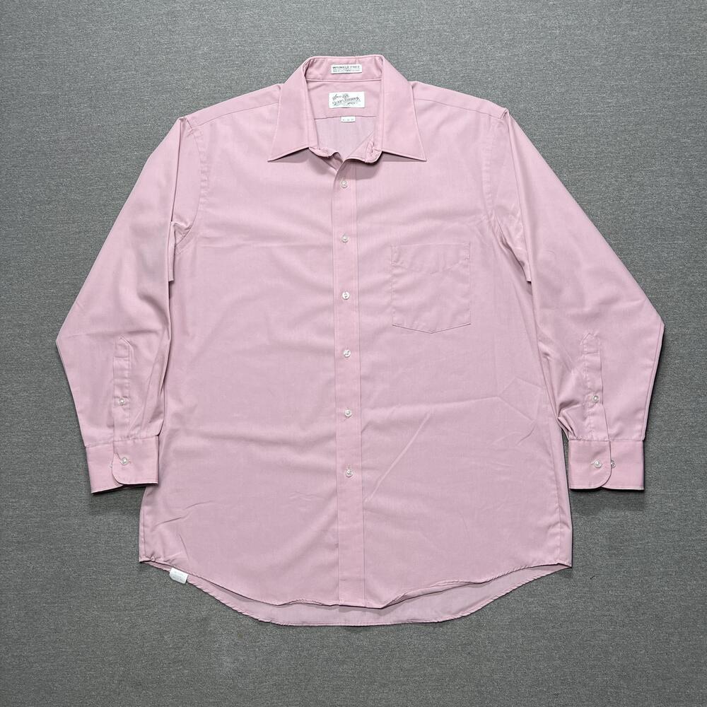 Vintage Sears Roebuck Dress Shirt Mens 16.5 Pink American Heritage Mad in USA